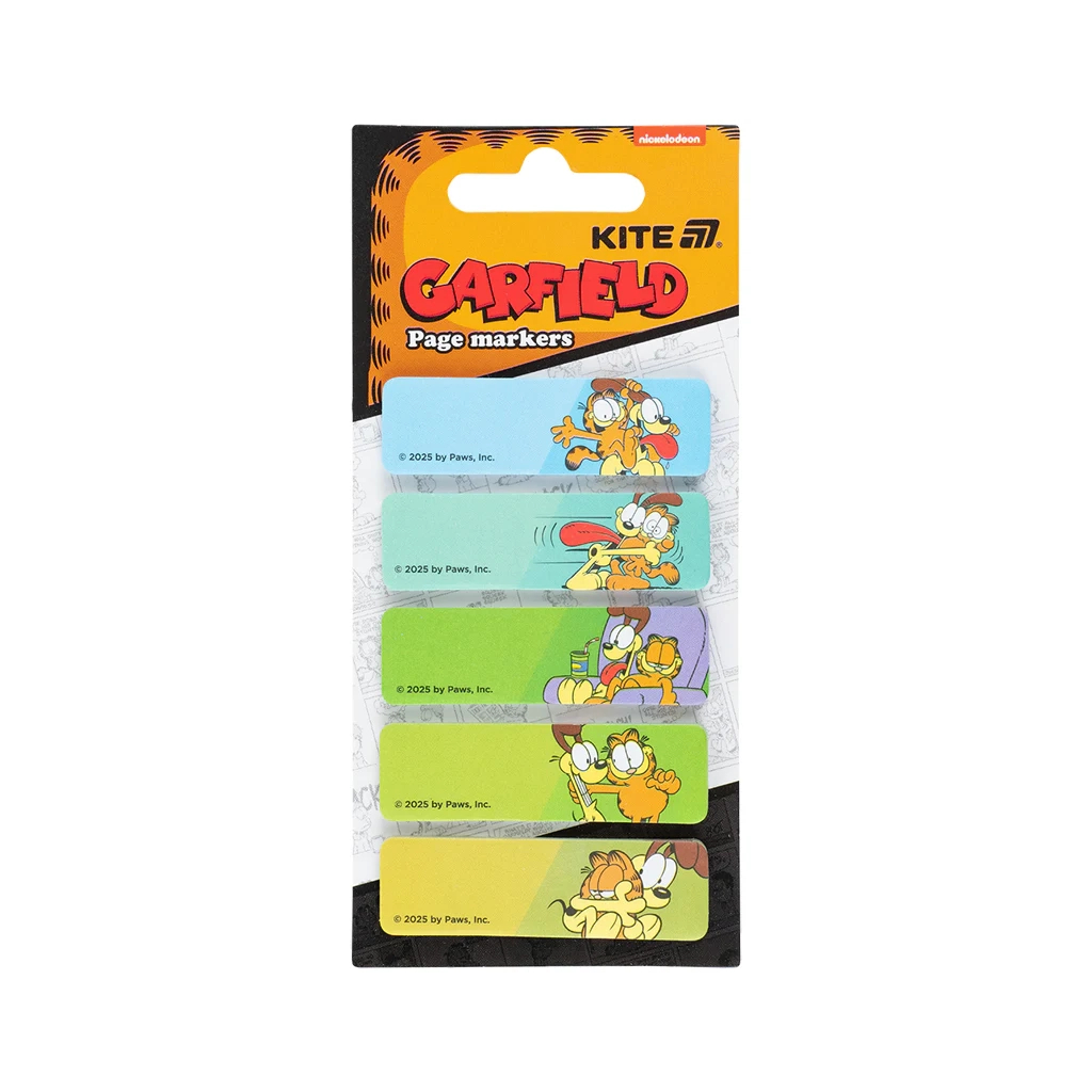 Стікер-закладка Kite паперова з малюнком Garfield, 100 шт, 5х15х50 мм, прямокутна (GF25-480) - зображення 1