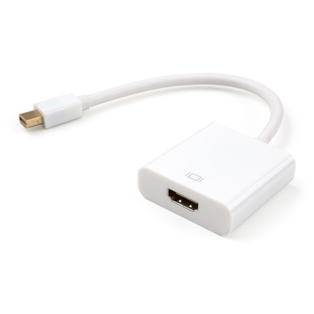 Перехідник Mini Display port M to HDMI F white Vinga (VCPMDPHDMIWH) - зображення 1