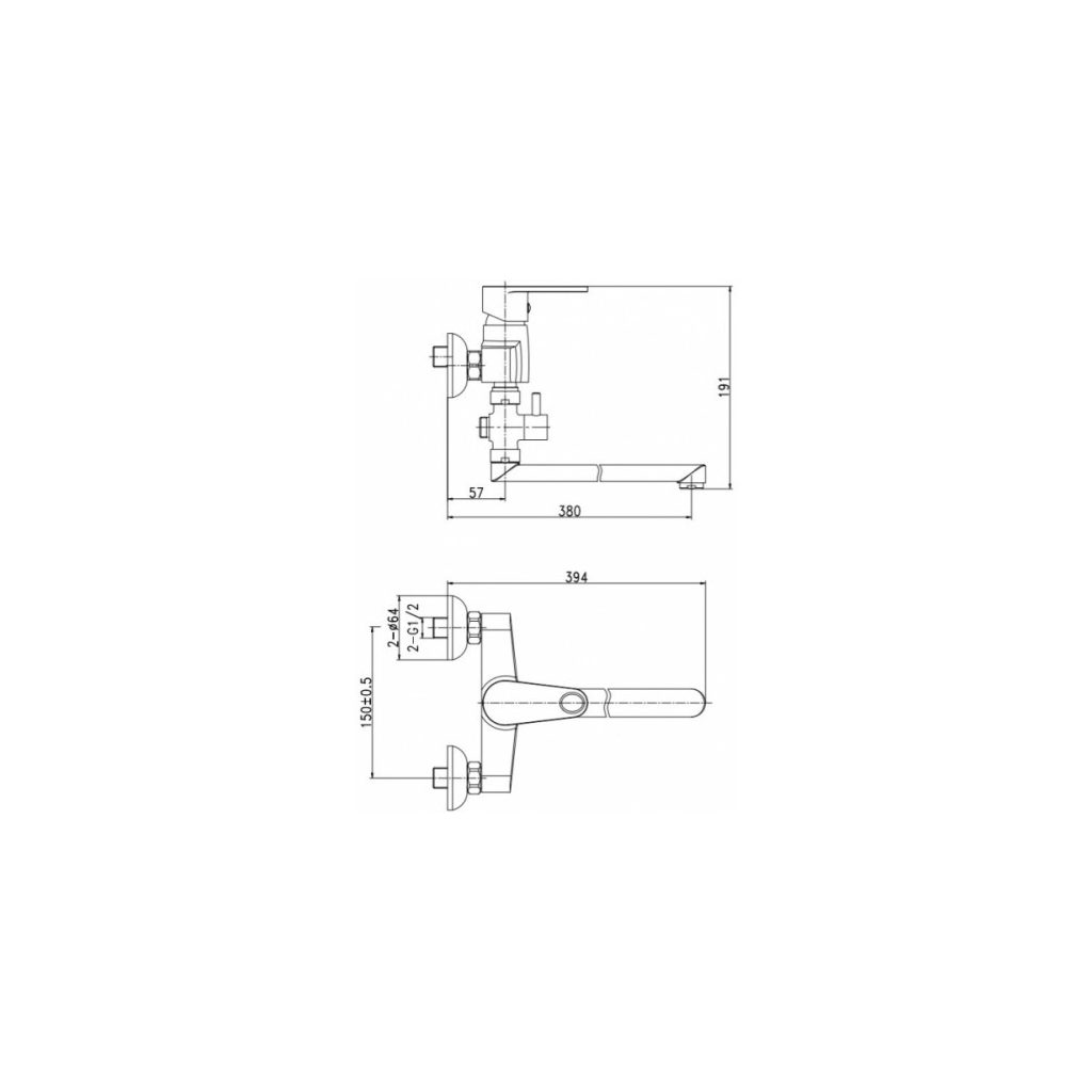 Змішувач Cersanit CARI для ванни та душу Long Spout (S951-241) - зображення 2