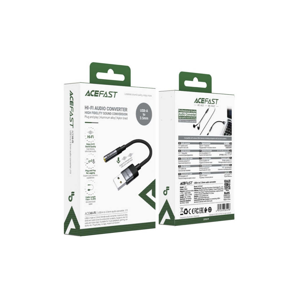 Перехідник USB AM to 3.5mm F 0.15m black Acefast (6974316285298) - picture 4