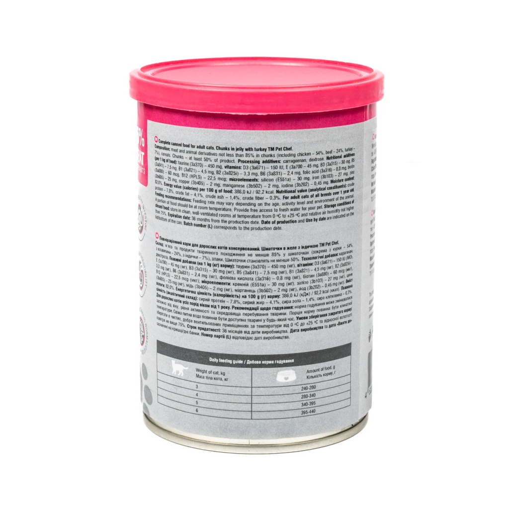 Вологий корм для кішок Pet Chef З індичкою 415 г (4820255193595) - зображення 7