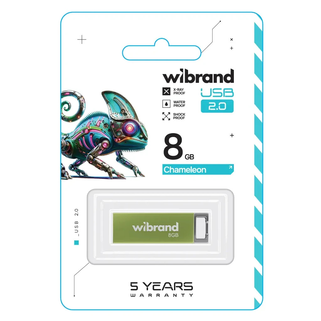 USB флеш накопичувач Wibrand 8GB Chameleon Green USB 2.0 (WI2.0/CH8U6LG) - зображення 2