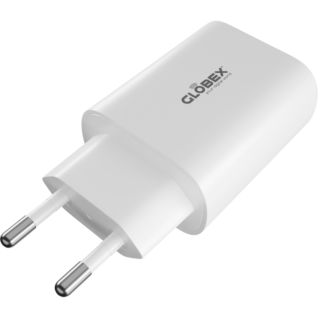 Зарядний пристрій Globex 1xUSB + 1xUSB-C 30W FastPower white (30WAC) - зображення 3