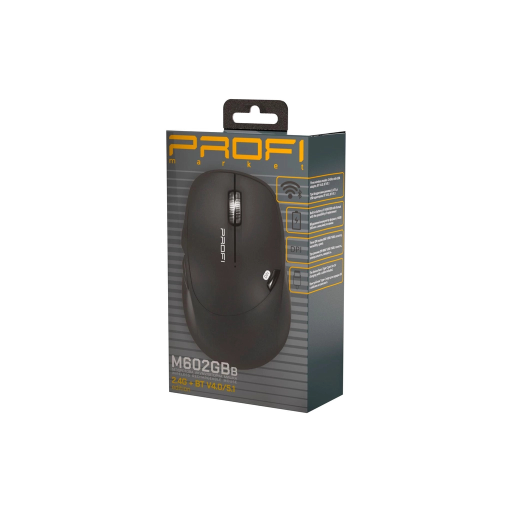 Мишка PROFImarket M602 Silent Wireless/Bluetooth Black (M602GBB) - зображення 3
