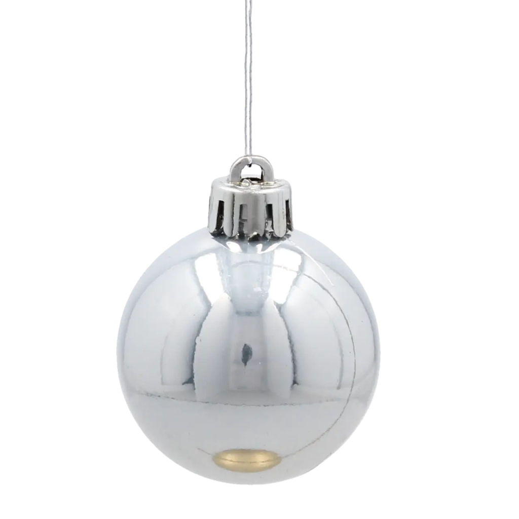 Ялинкова іграшка Chomik пластикові кульки 16 шт, 4 см, сріблясті (5900779893856_1) - зображення 2