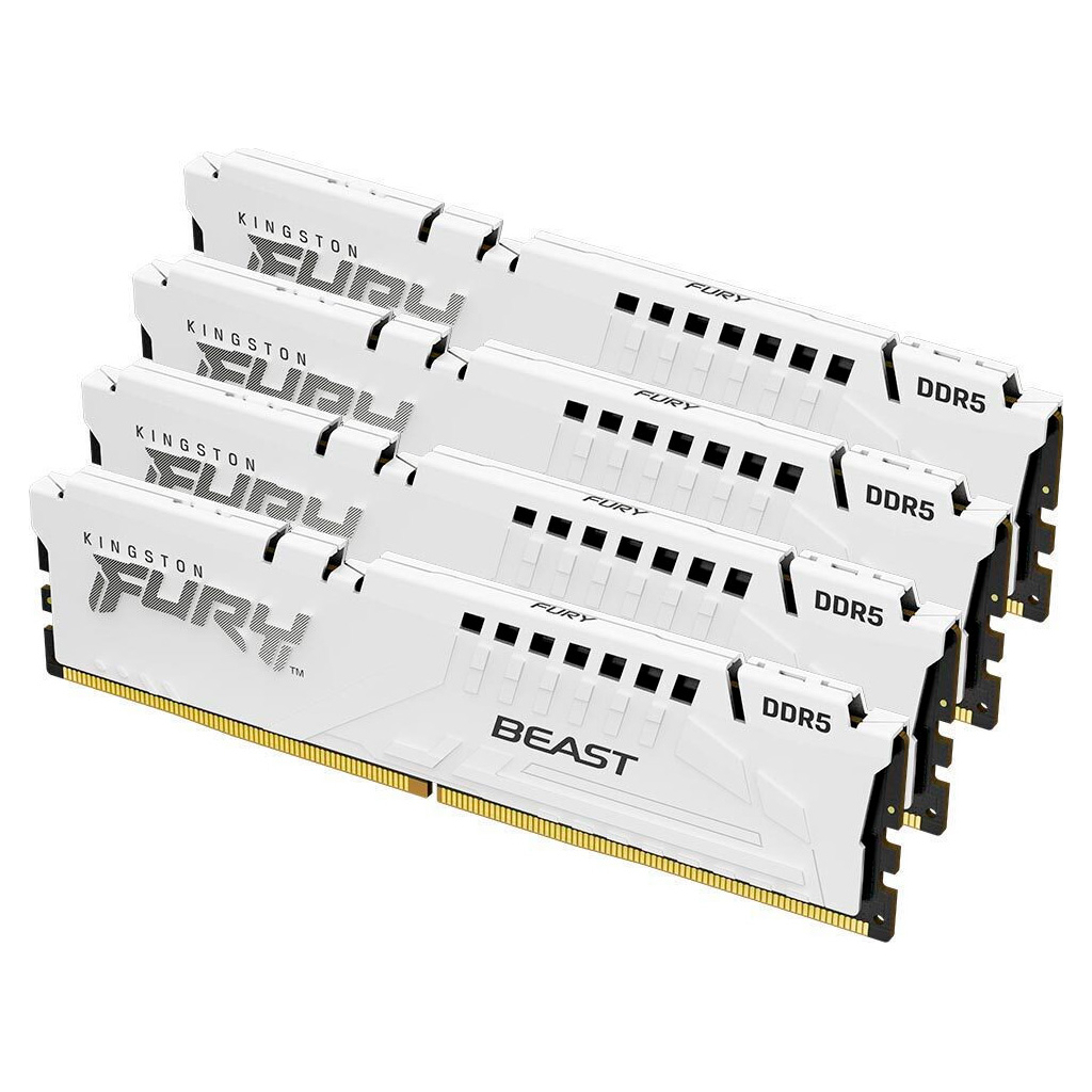 Модуль пам'яті для комп'ютера DDR5 128GB (4x32GB) 5600 MHz FURY Beast White Kingston Fury (ex.HyperX) (KF556C40BWK4-128) - зображення 2
