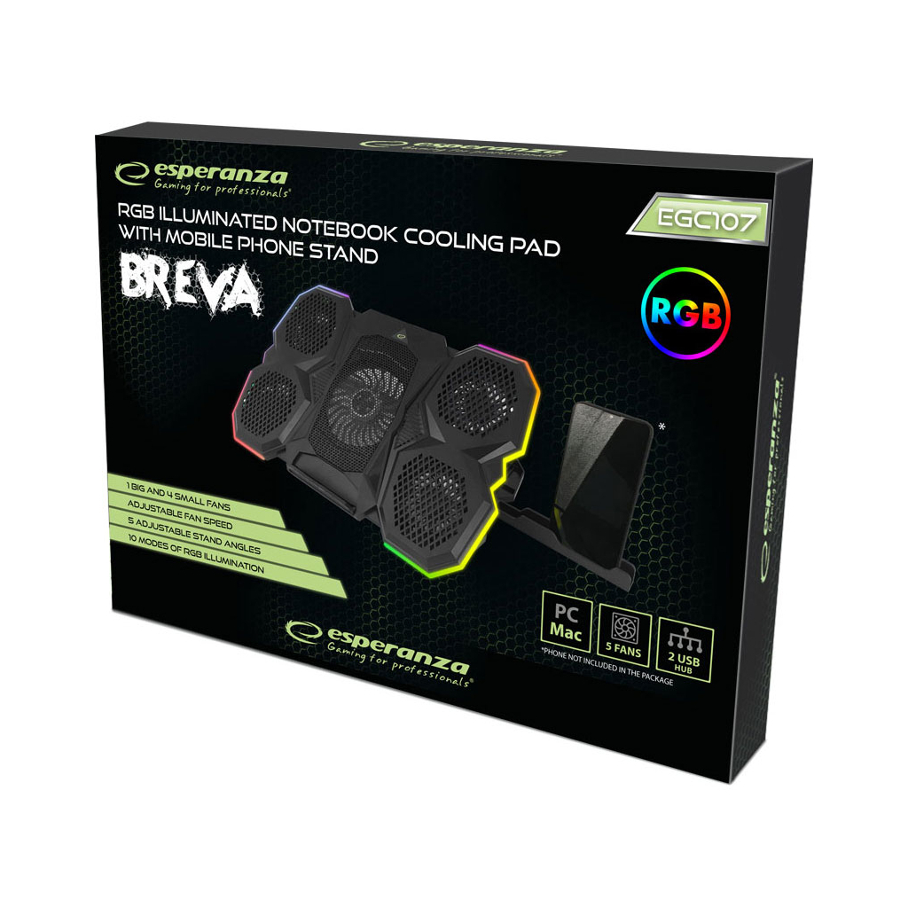 Підставка до ноутбука Esperanza EGC107 with RGB Breva + mobile stand (EGC107) - зображення 7