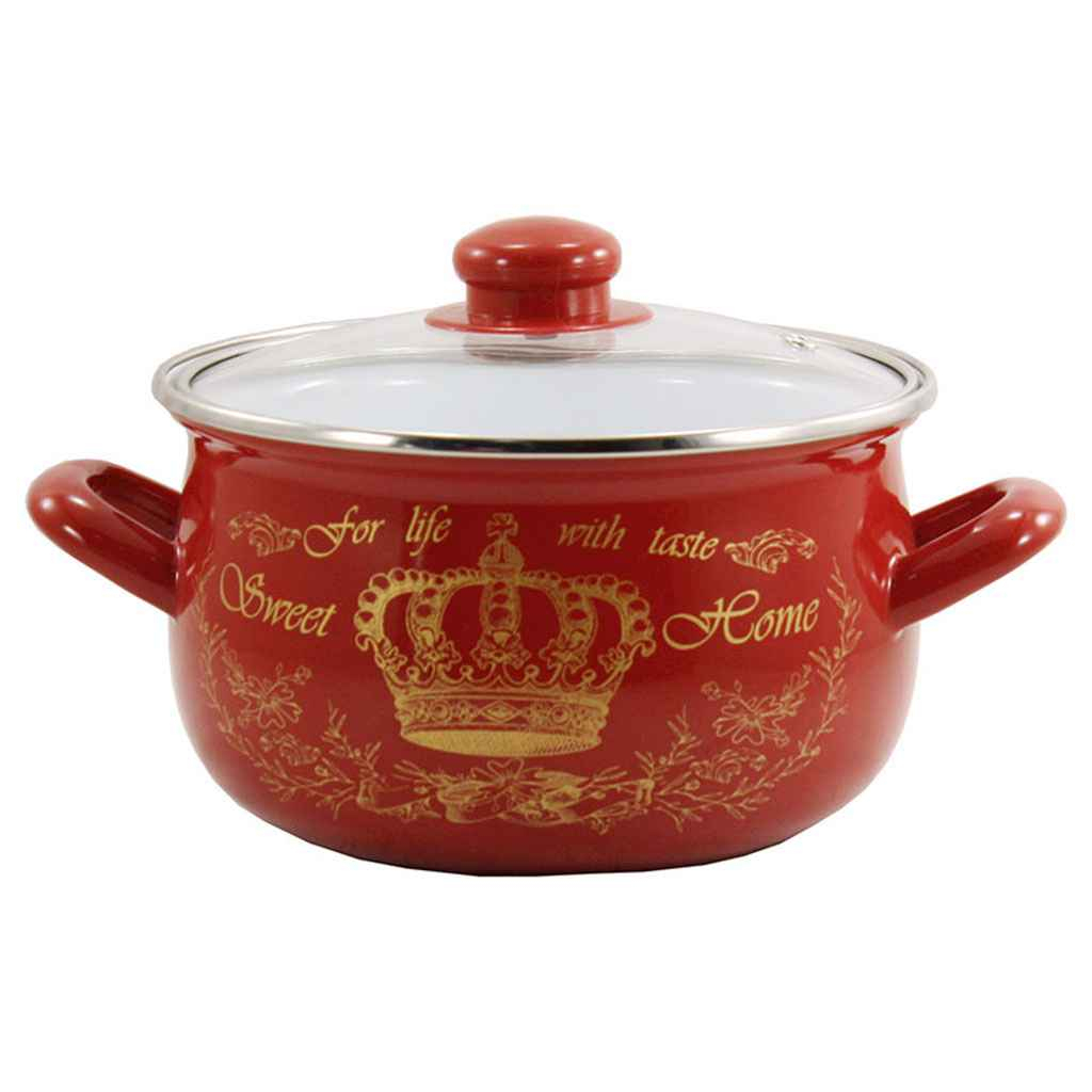 Каструля Interos емаль Корона червона 5,1л (ІТ-4018А-22) - зображення 1