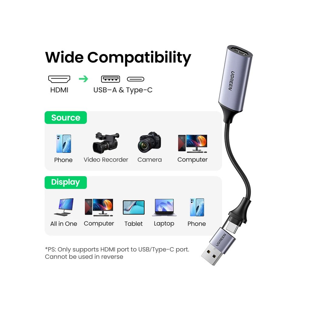 Перехідник USB/USB-C to HDMI 4K/60Hz Ugreen (40189) - зображення 9