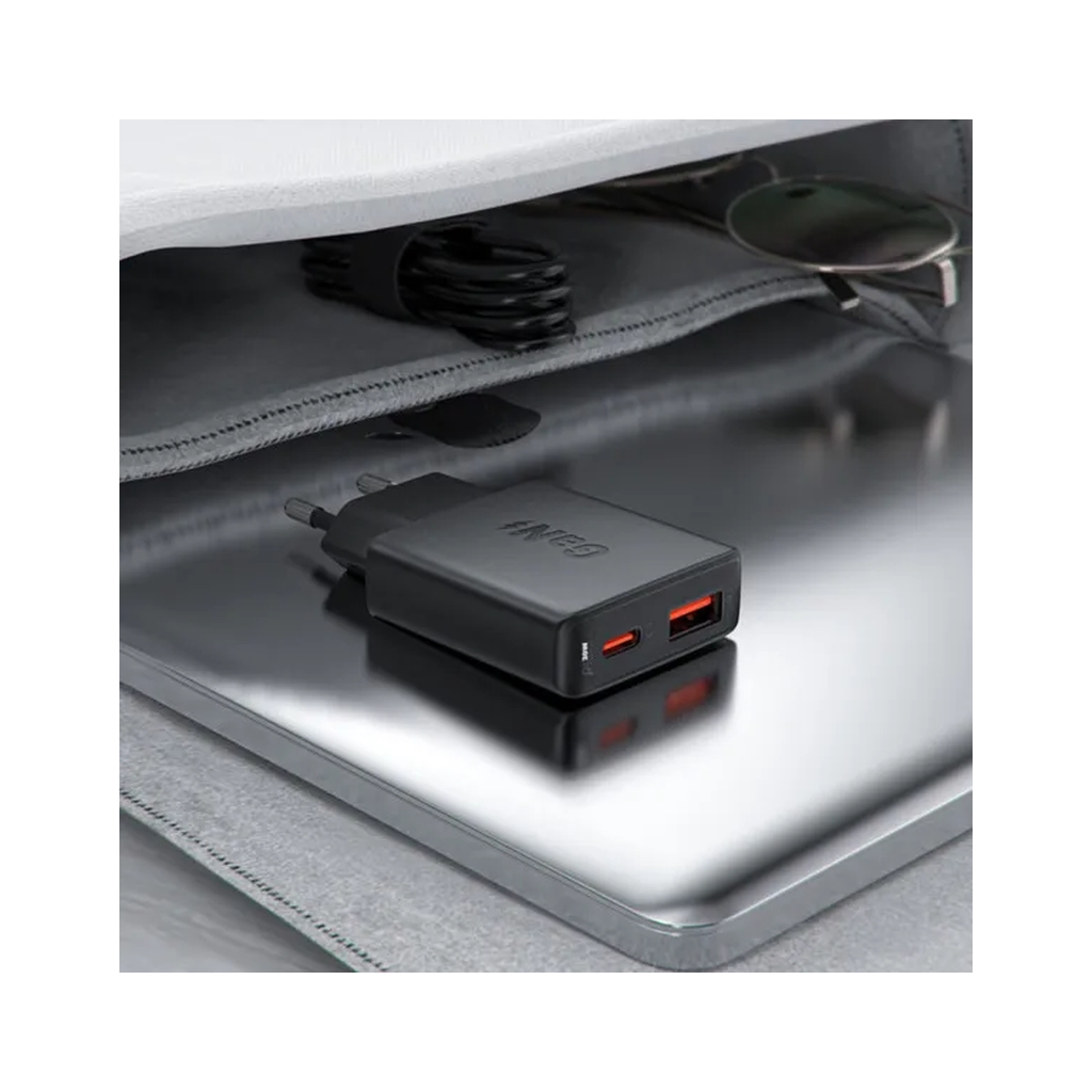 Зарядний пристрій Acefast 2xUSB 30W (USB-C+USB-A) Gan A69 ultra-thin Fast Charger Black (6974316282709) - зображення 5