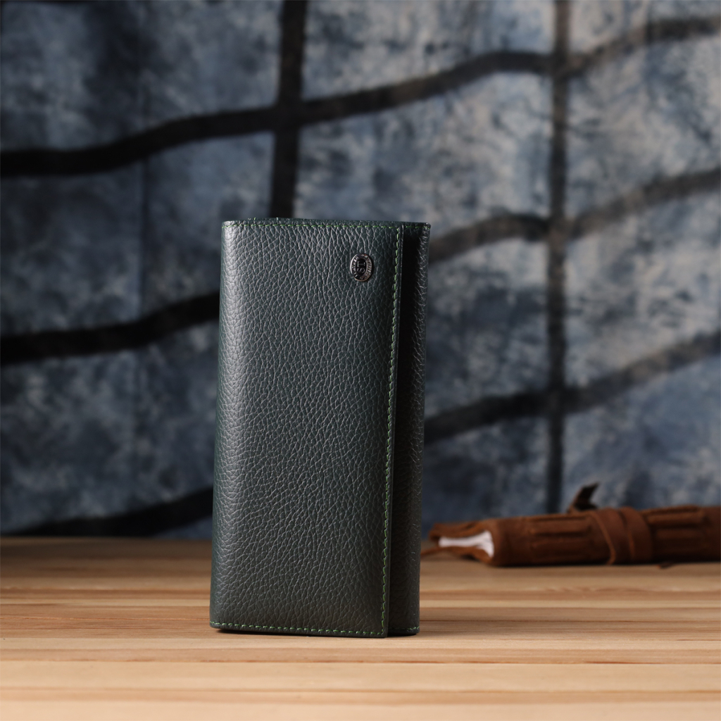 Гаманець ST Leather З натуральної шкіри Зелений (23099) - зображення 9