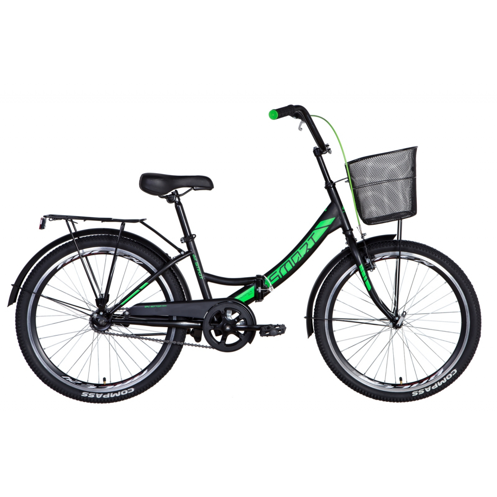 Велосипед Formula 24" SMART Vbr рама-15" 2021 багажник + кошик Black/Green (OPS-FR-24-244) - зображення 1