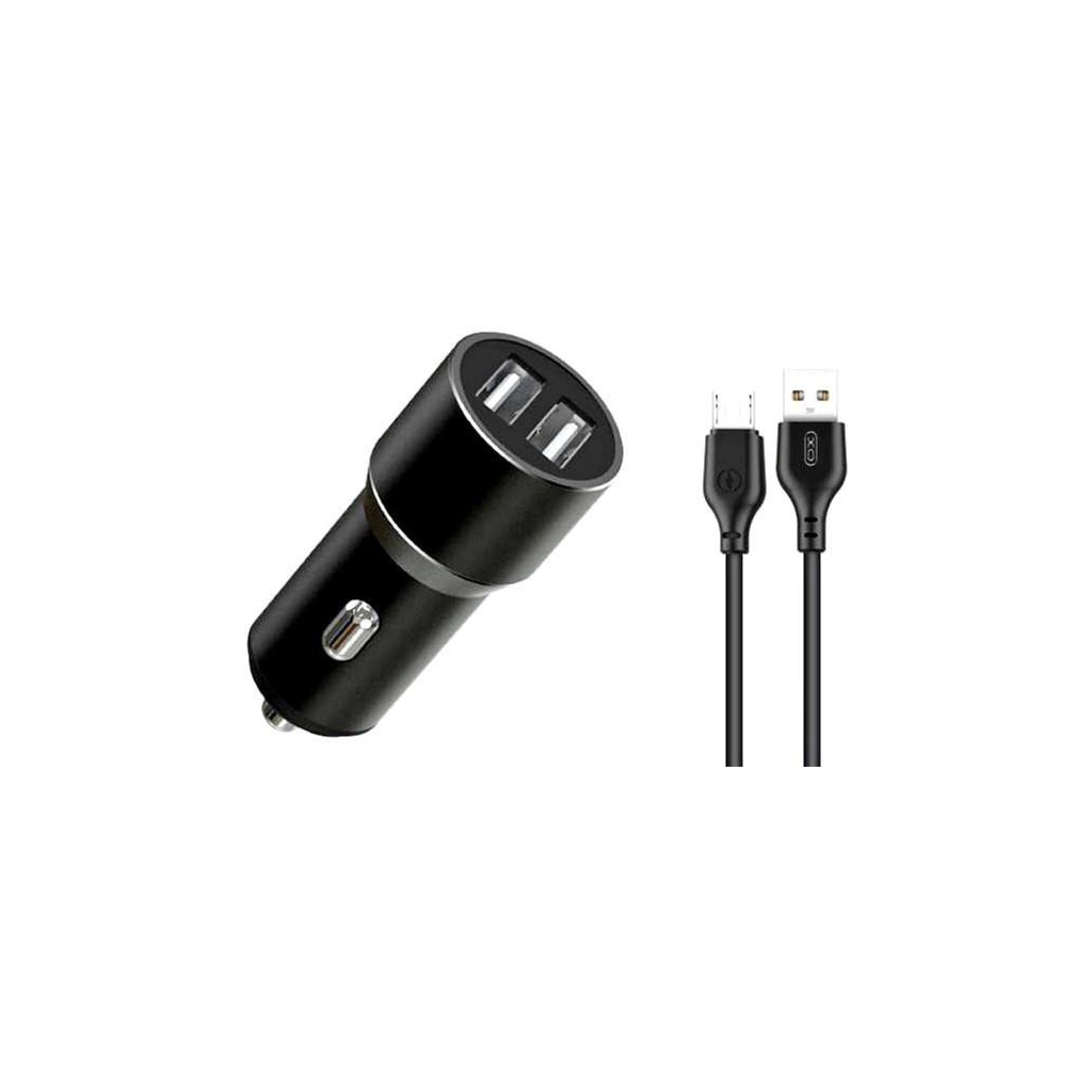 Зарядний пристрій XO TZ09 2.4A/2 USB + cable microUSB Black (XO-TZ09M-BK) - зображення 1