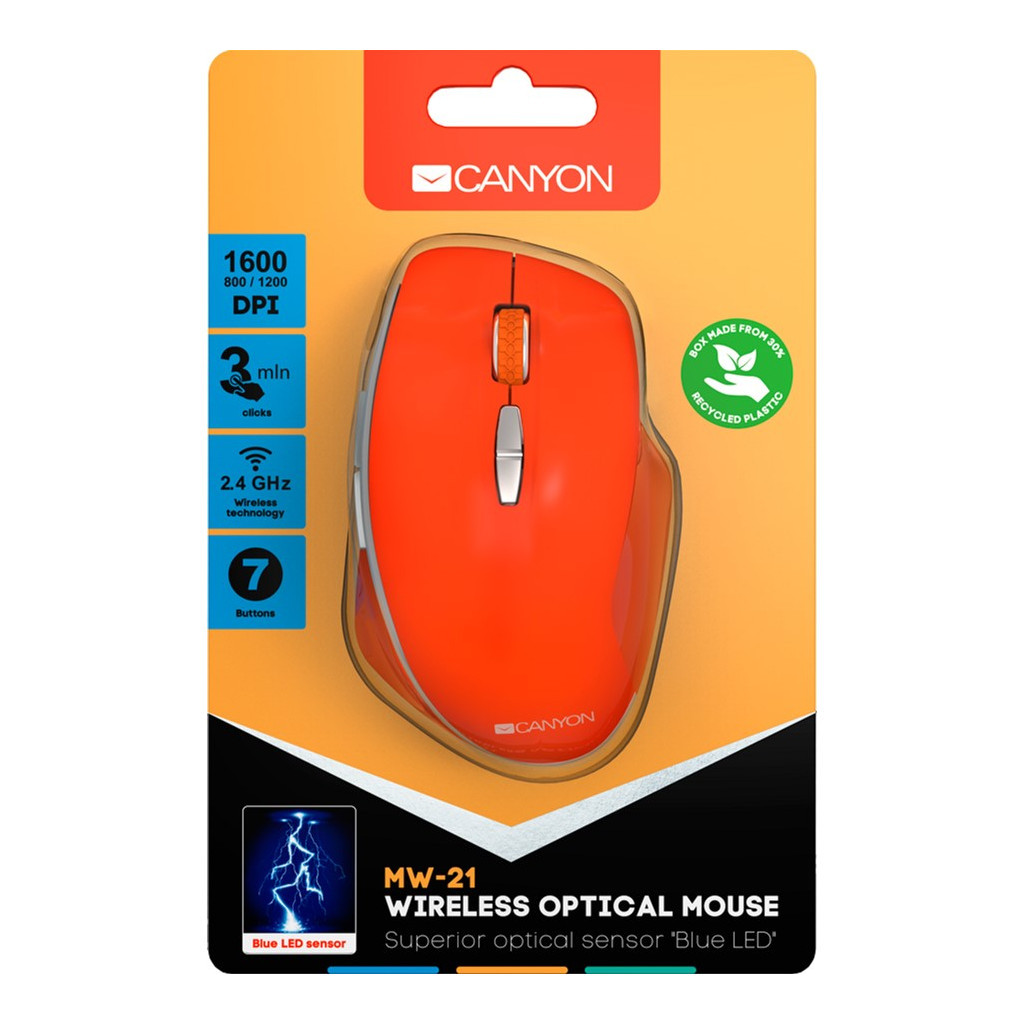 Мишка Canyon MW-21 Wireless Blue LED Red (CNS-CMSW21R) - зображення 6