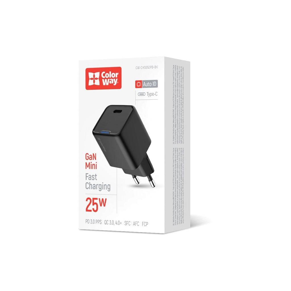 Зарядний пристрій ColorWay GaN Mini 25W PD Port PPS USB-C black (CW-CHS052PD-BK) - зображення 6