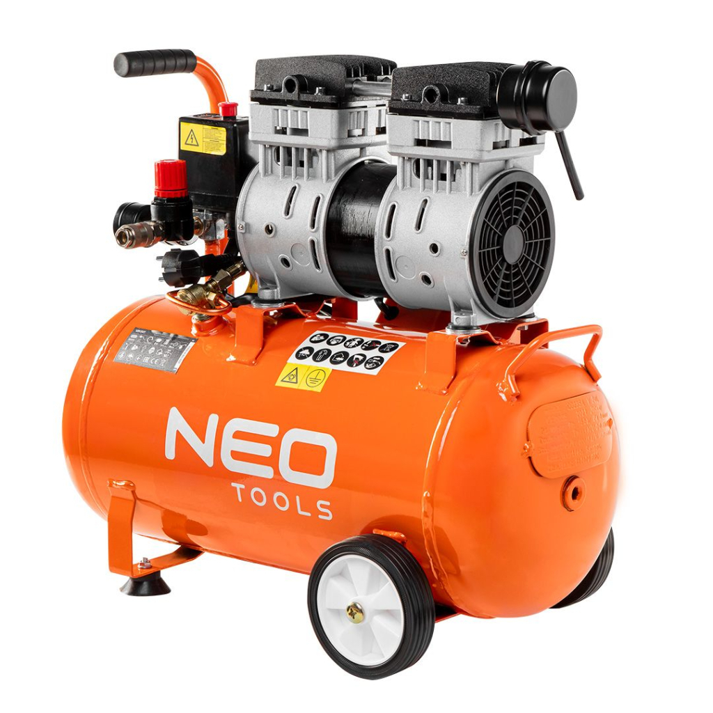 Компресор Neo Tools безолійний, 2-х поршневий, 230В, 50л, 8 Бар, 180л/хв, 1150Вт (12K022) - зображення 1