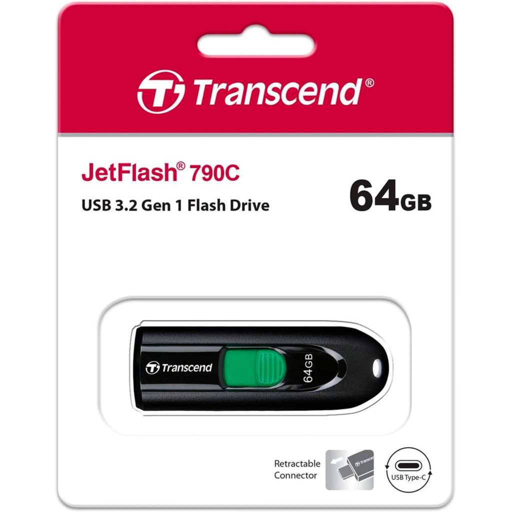 USB флеш накопичувач Transcend 64GB JetFlash 790C Black USB 3.1 Type-C (TS64GJF790C) - зображення 7