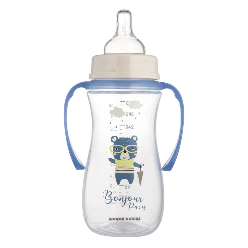 Пляшечка для годування Canpol babies PP Easystart Bonjour Paris антиколікова з широким отвором та ручками 300 мл син (35/241_blu) - зображення 2
