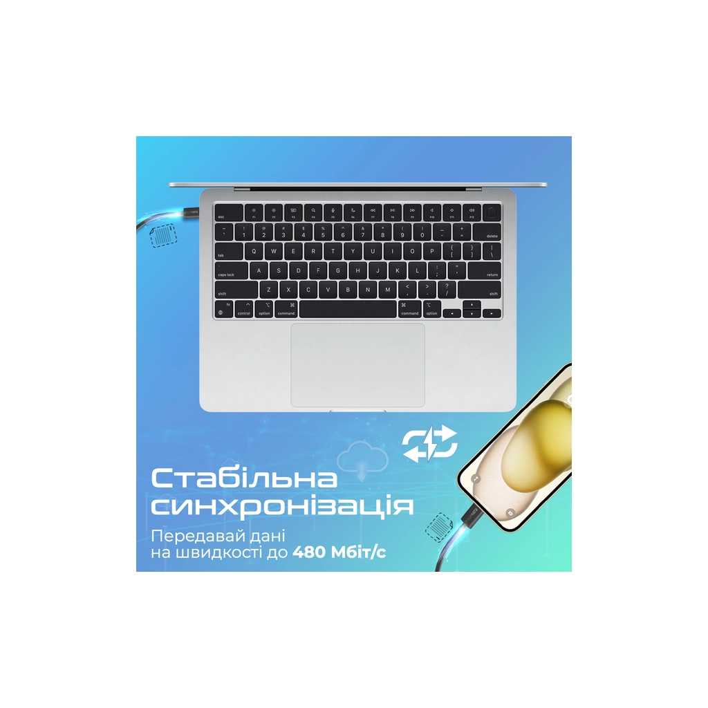 Дата кабель USB-C to Lightning 1.2m Promate (ecoline-ci120.black) - зображення 4