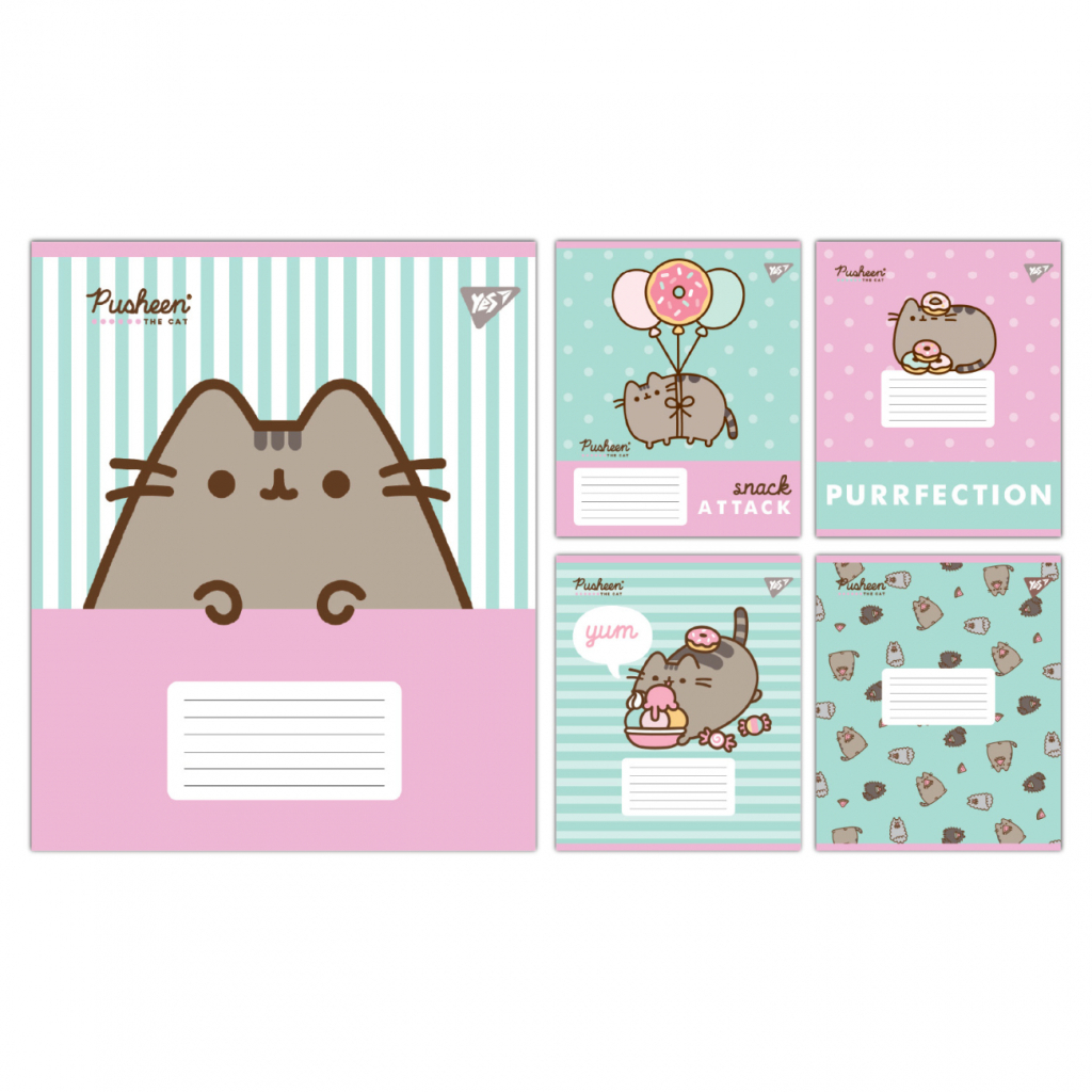 Зошит Yes Pusheen Candy А5 12 аркушів коса лінія (767599) - зображення 1