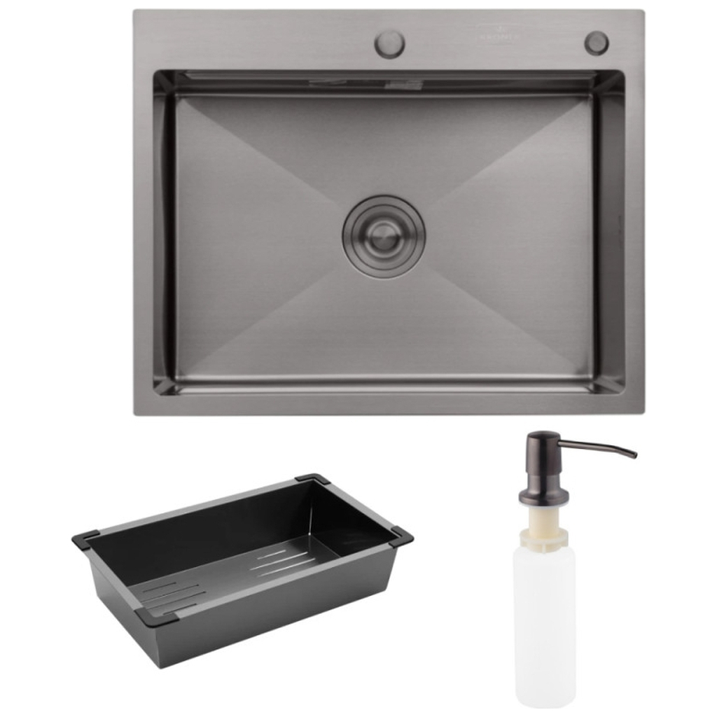 Мийка кухонна Kroner KRPSchwarze-6350HMPVD (CV031453) - зображення 1