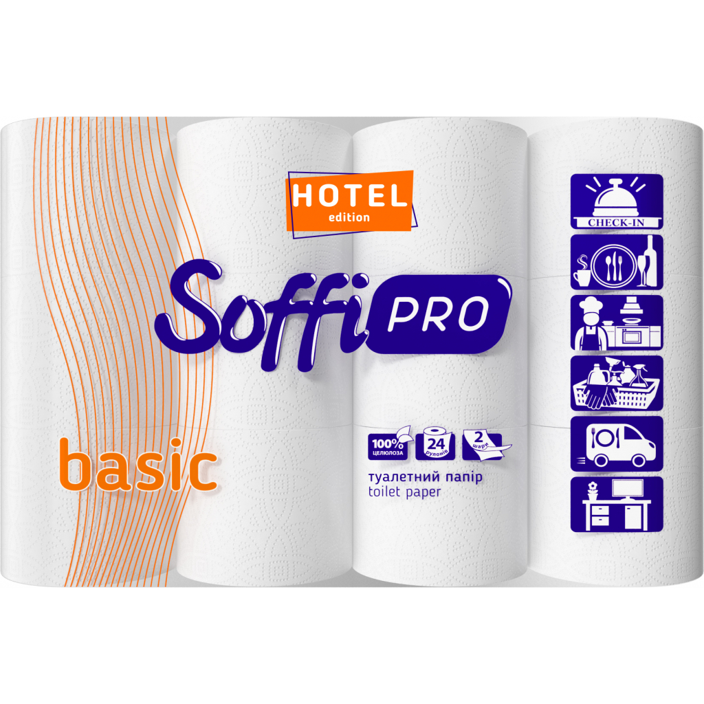 Туалетний папір SoffiPRO Basic for Hotel 2 шари 24 рулони (4820003835630) - изображение 1
