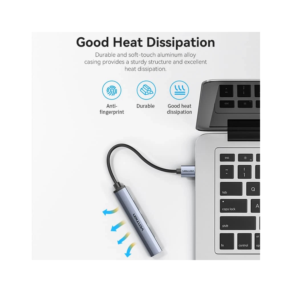 Концентратор VENTION USB 3.0 to 1xUSB 3.0 + 3xUSB 2.0 0.15m gray (CKOHB) - зображення 3