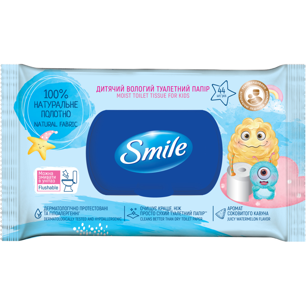 Туалетний папір Smile Вологий Дитячий 44 шт. (4823071657005) - зображення 1