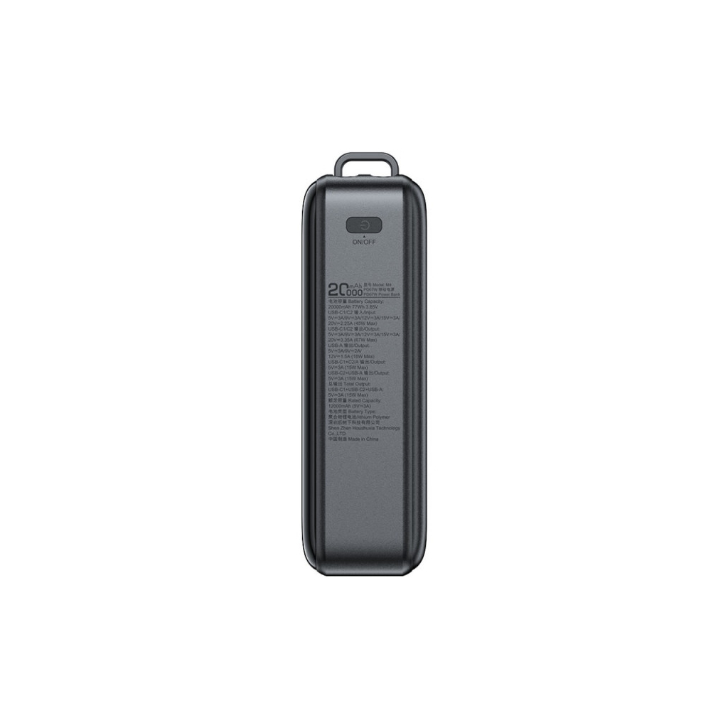 Батарея універсальна Acefast 20000mAh 67W PD/3.0, 20В/3.35A Type-C, USB-A, with cable, Li-ion M4 Black (6974316282723) - изображение 2
