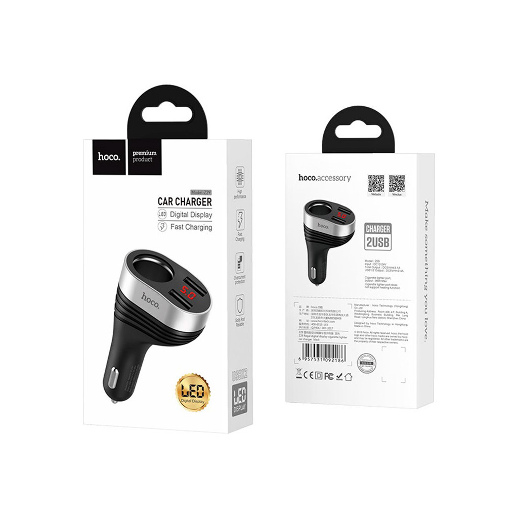 Зарядний пристрій HOCO Z29 2xUSB Black (6957531092186) - зображення 5
