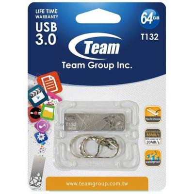 USB флеш накопичувач Team 64GB T132 Silver USB 3.0 (TT13264GS01) - зображення 2