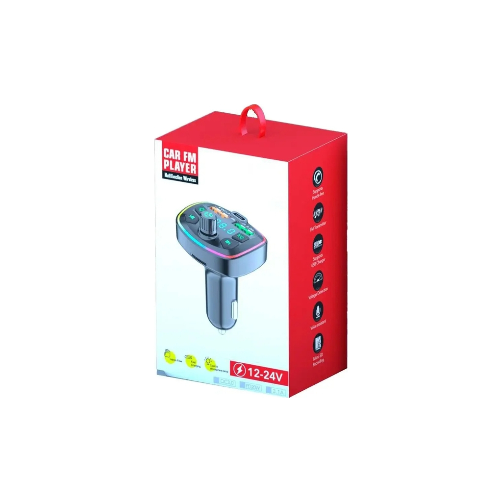 FM модулятор Voltronic Q8 з еквалайзером, 3.1A, USB, TF (FM-Q8EQ) - изображение 1