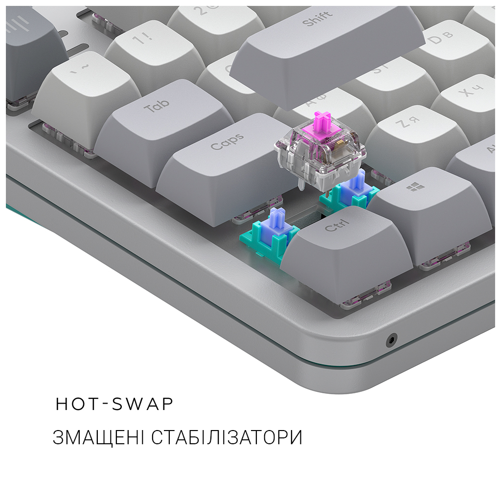 Клавіатура Dark Project ALU87 Daylight ABS RGB Mech G3MS Zircon White/Grey (DPKB_DAYLIGHT_87_ANSI_UA) - зображення 8