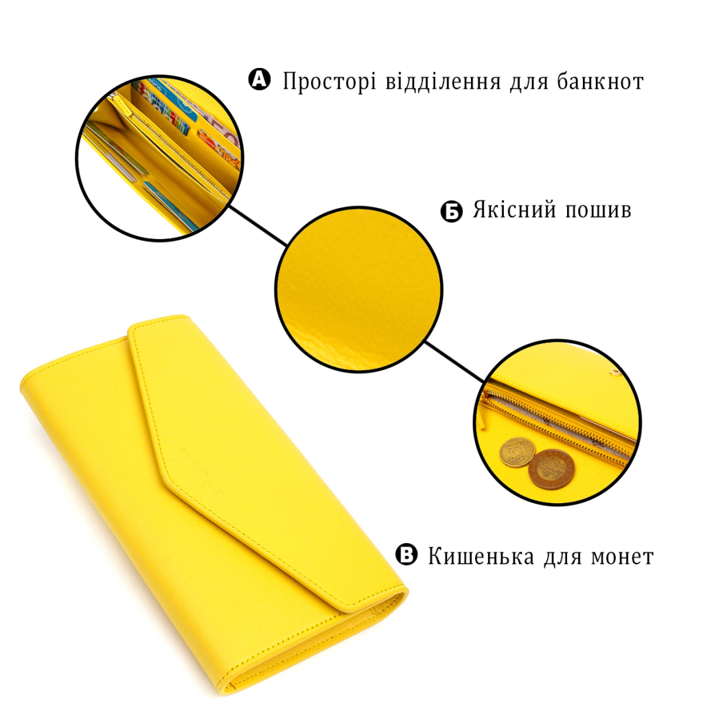 Портмоне Tony Bellucci З натуральної шкіри Жовте (21975) - зображення 4
