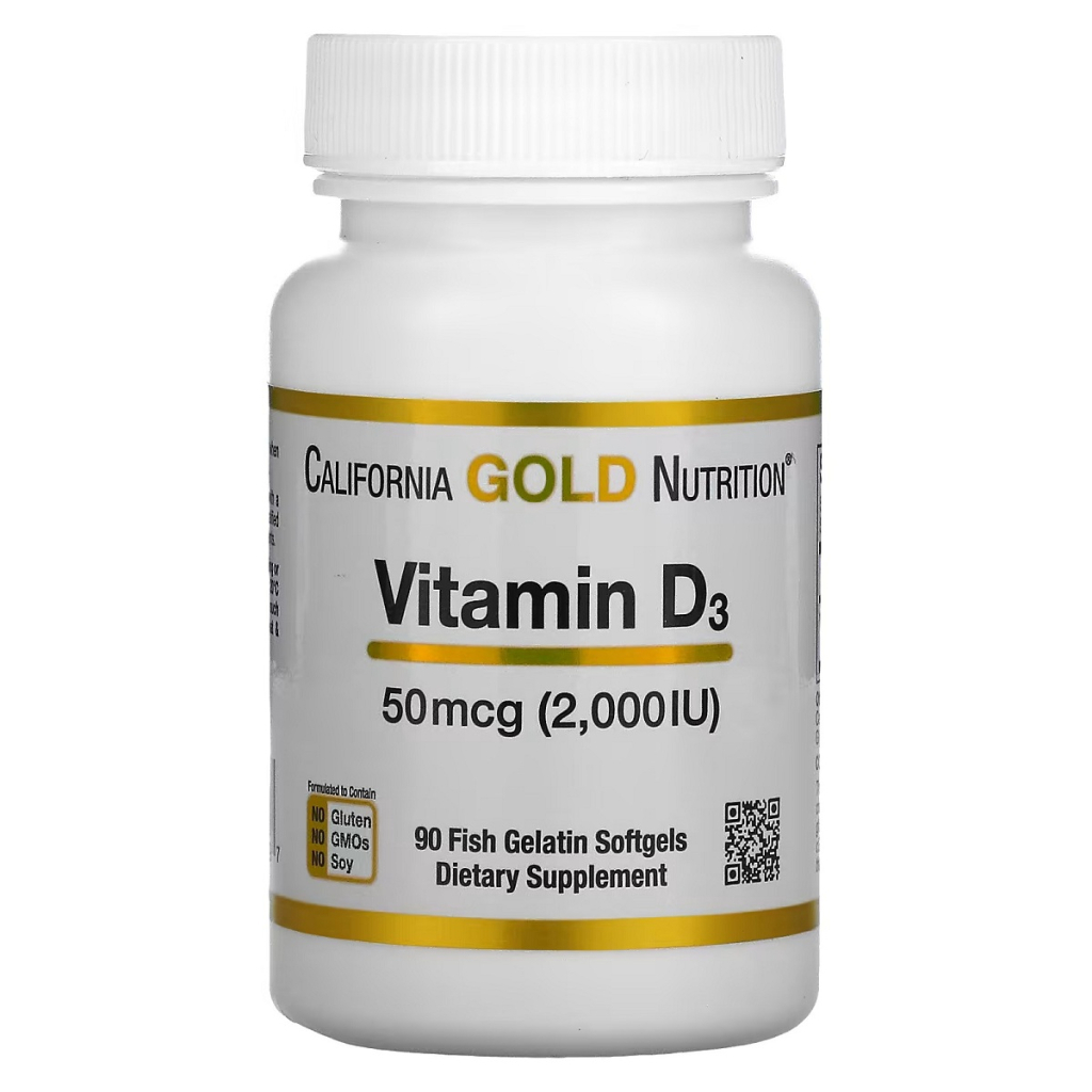 Вітамін California Gold Nutrition Вітамін D3, 2000 МО, Vitamin D3, 90 капсул з риб'ячого желатину (CGN-01179) - зображення 1
