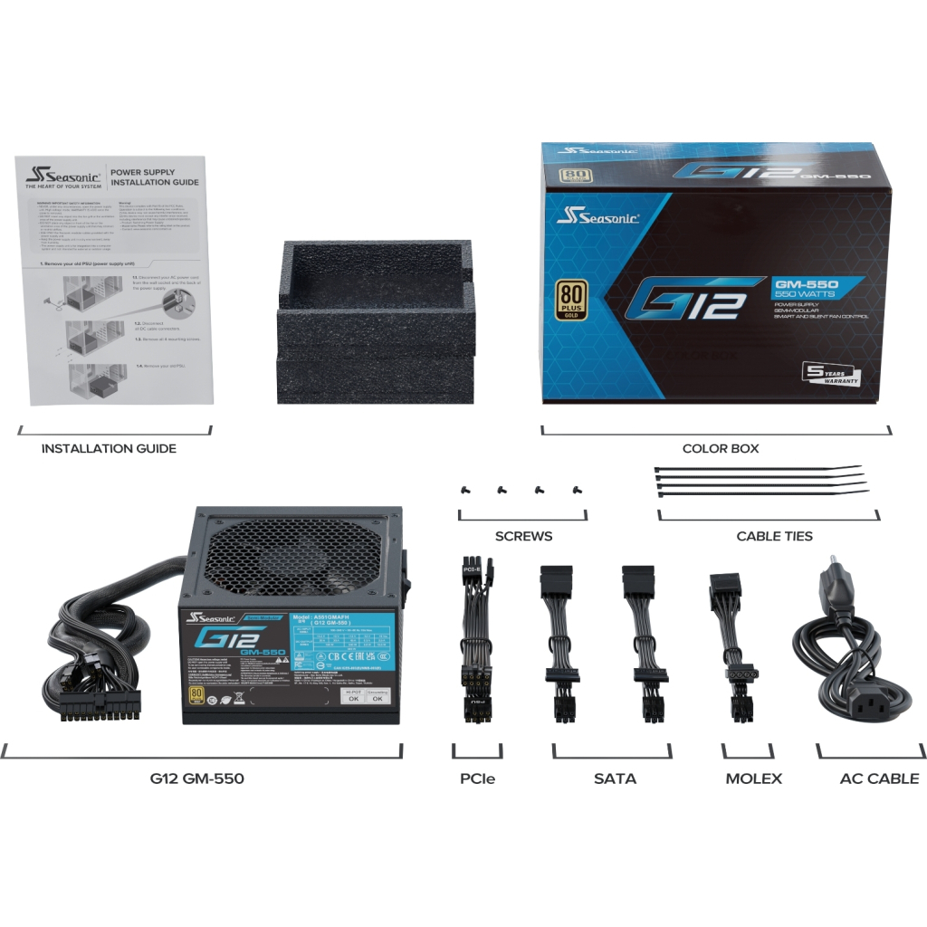 Блок живлення Seasonic 550W G12 GM-550 (A551GMAFH) - изображение 5