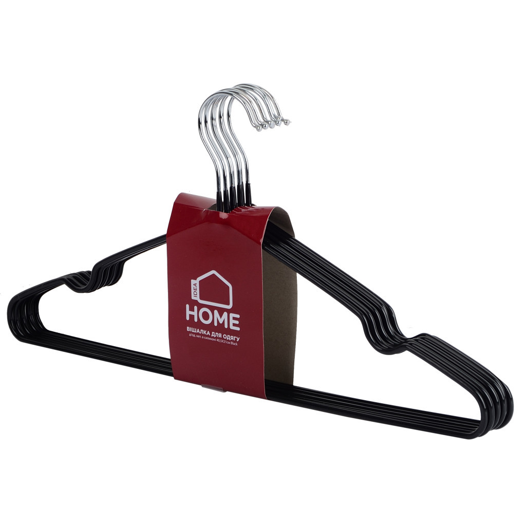 Плічка Idea Home Металеві в силіконі Чорні 40.5 х 21 х 0.3 см 8 шт. (6722137) - зображення 1