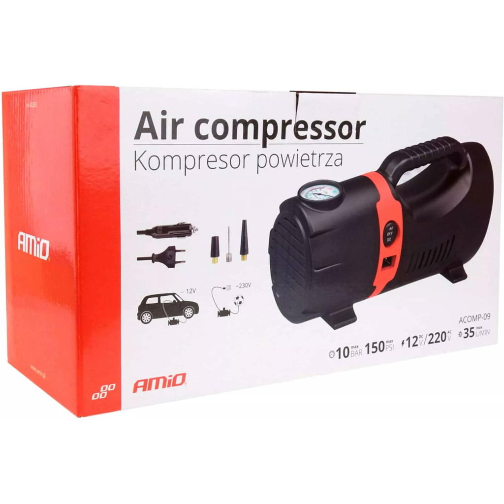 Автомобільний компресор AMiO 12V/230V (02383) - зображення 4