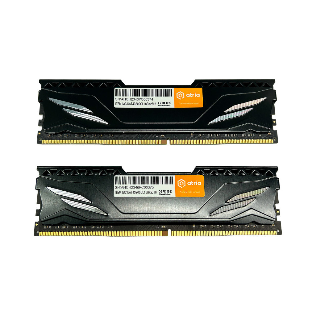 Модуль пам'яті для комп'ютера DDR4 16GB (2x8GB) 3200 MHz Fly Black ATRIA (UAT43200CL18BK2/16) - зображення 2