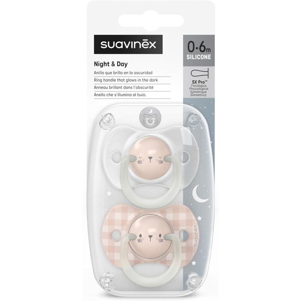 Пустушка Suavinex фізіологочна, 2 шт. 0-6 місяців, нічна/кролик (308214) - изображение 5