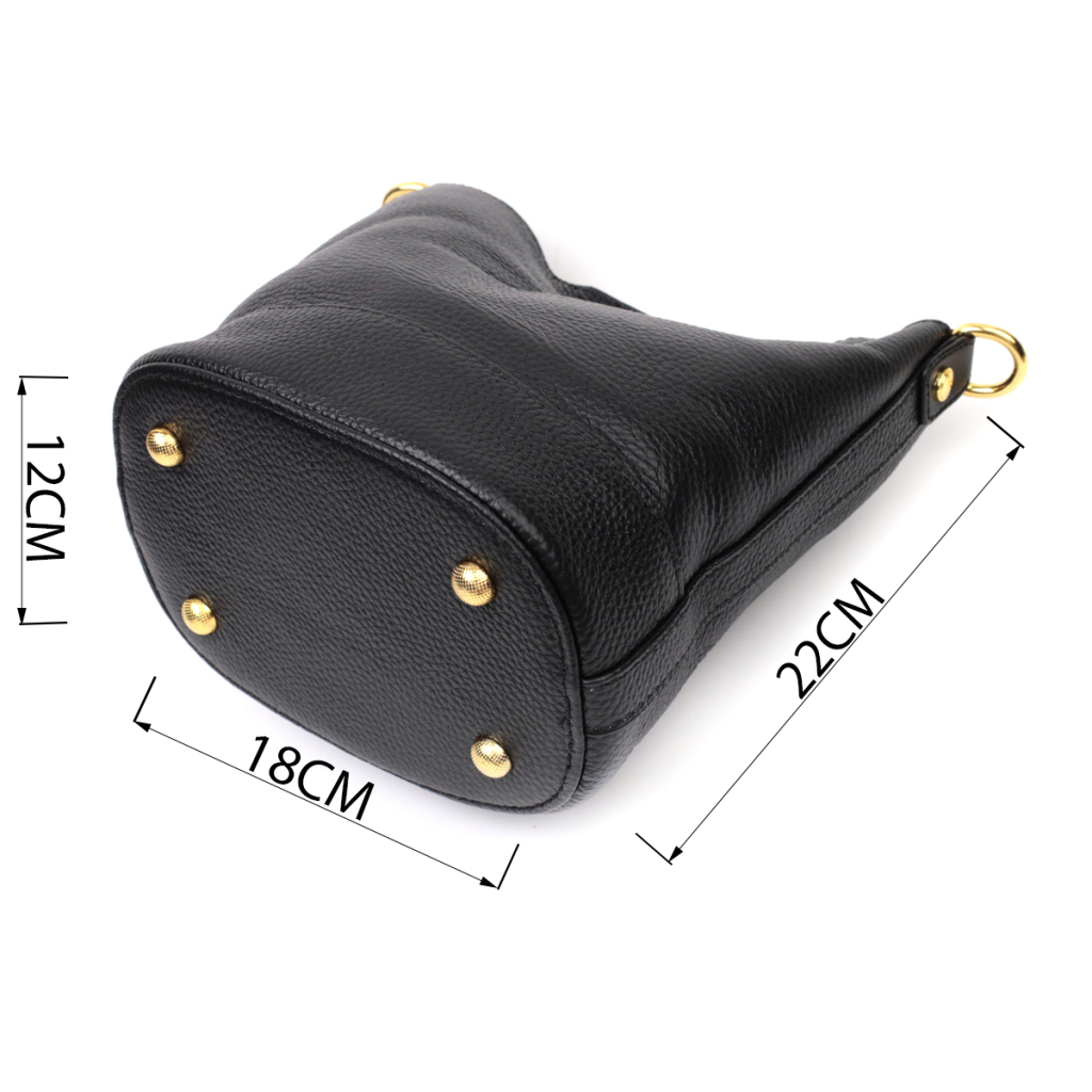 Сумка Vintage Шкіряна жіноча з автономною косметичкою всередині Чорна (22363) - зображення 4