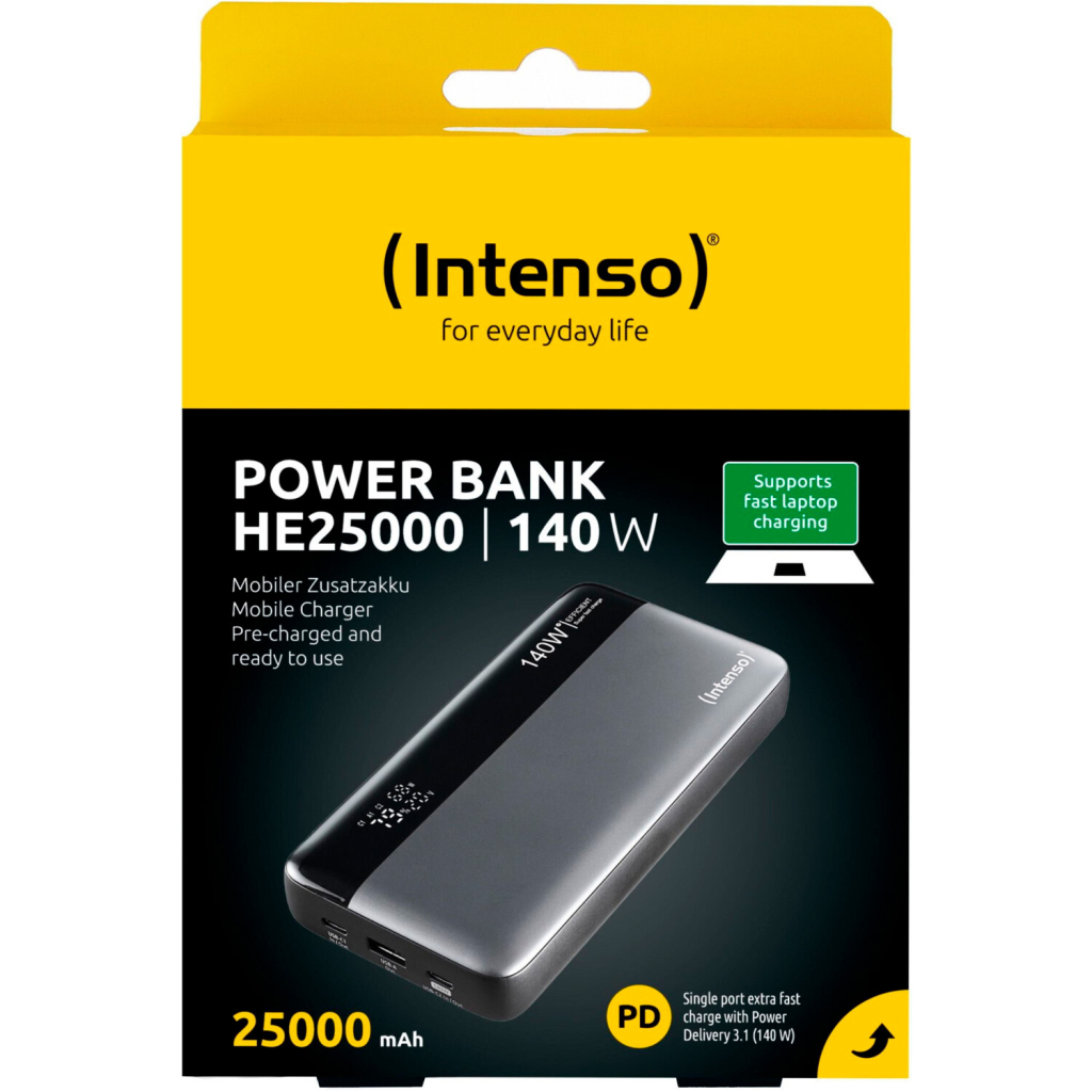Батарея універсальна Intenso HE25000 25000mAh PD/3.1/140W + cable with a built-in E-marker chip (7350060) - изображение 5