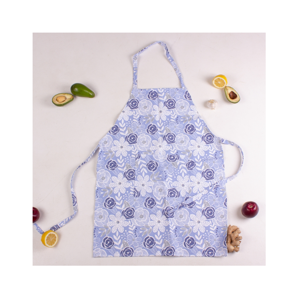 Фартух MirSon рогожа/напівпанама №203 - Blue flowers (2200006753919) - зображення 2