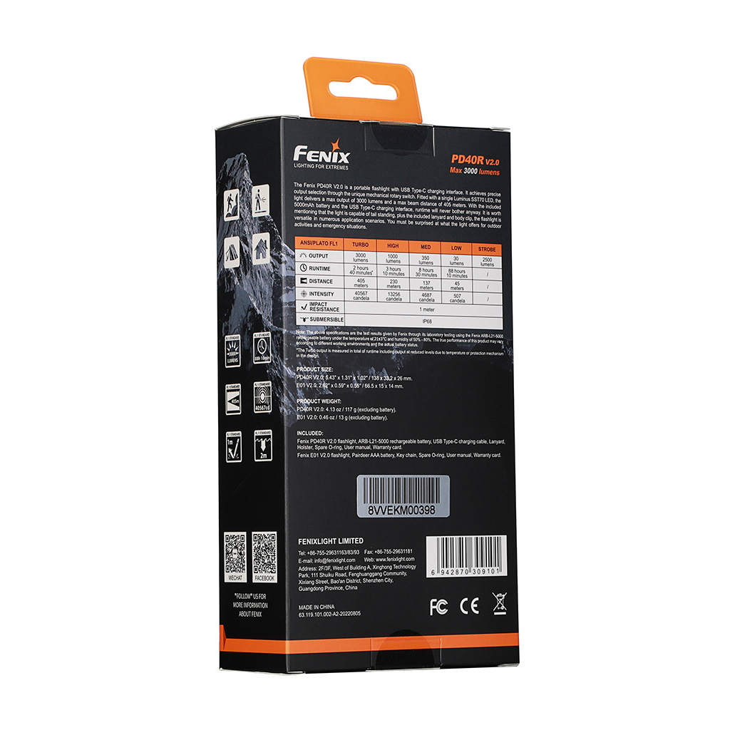 Ліхтар Fenix PD40R V2.0 + Ліхтар Fenix E01 V2.0 (PD40RV20E01V20) - зображення 3