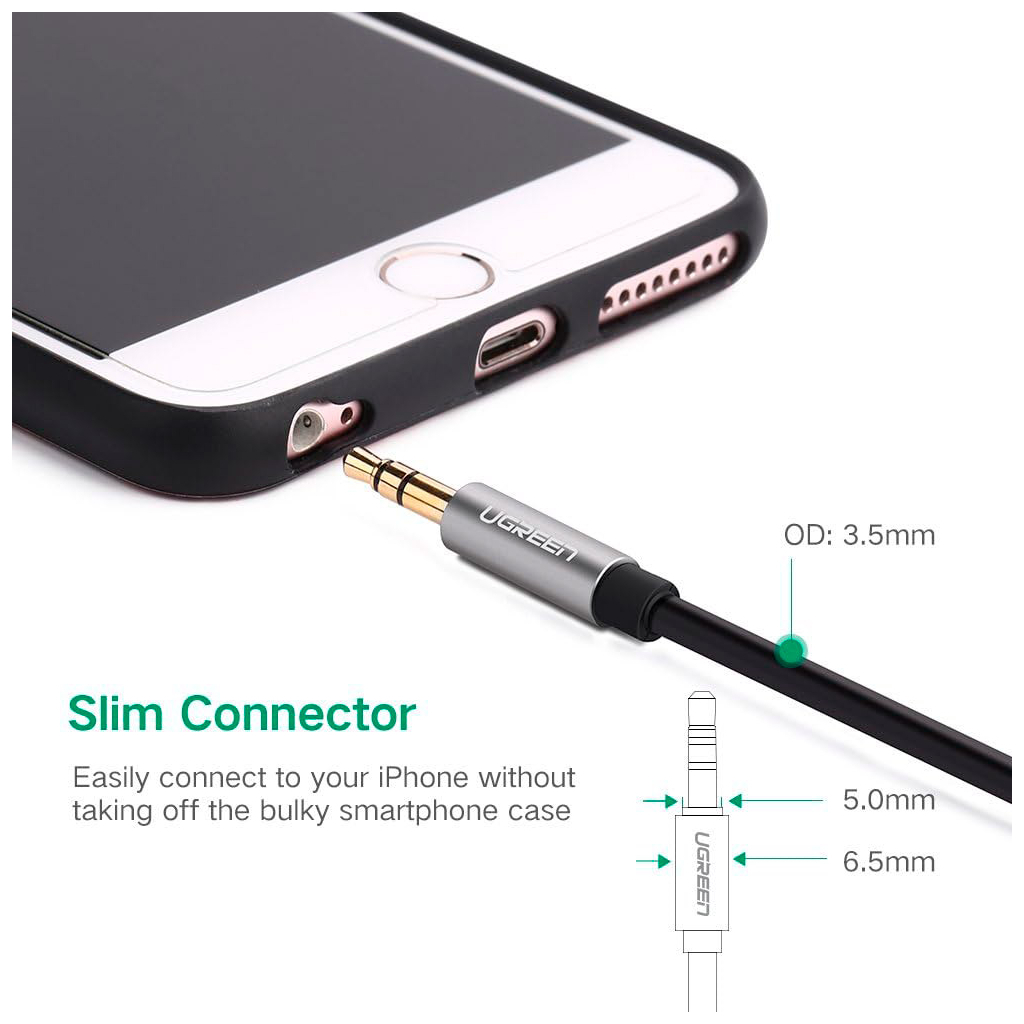 Кабель мультимедійний 3.5mm M to 3.5mm M 0.5m AV119 black Ugreen (10732) - picture 8