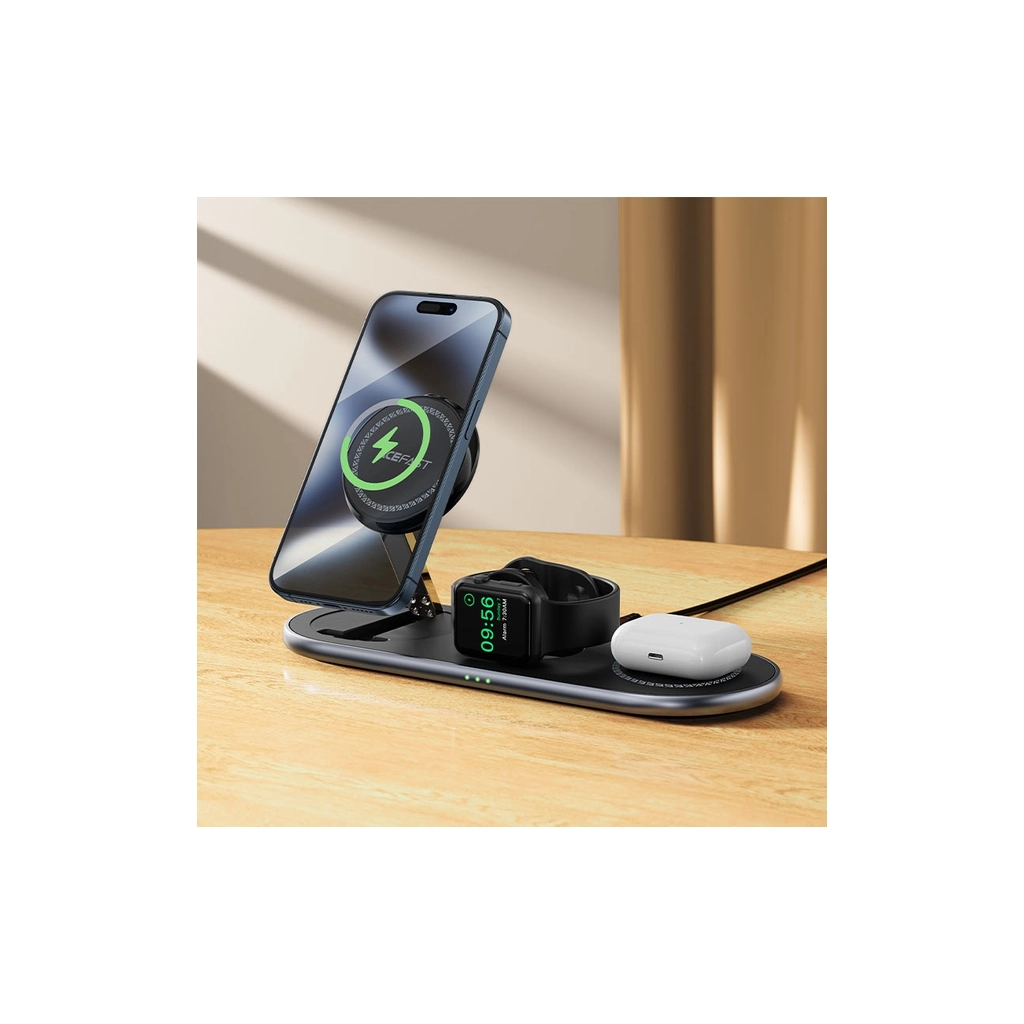 Зарядний пристрій Acefast Wireless QI 3in1 15W E19 Qi2 (6974316283096) - зображення 6