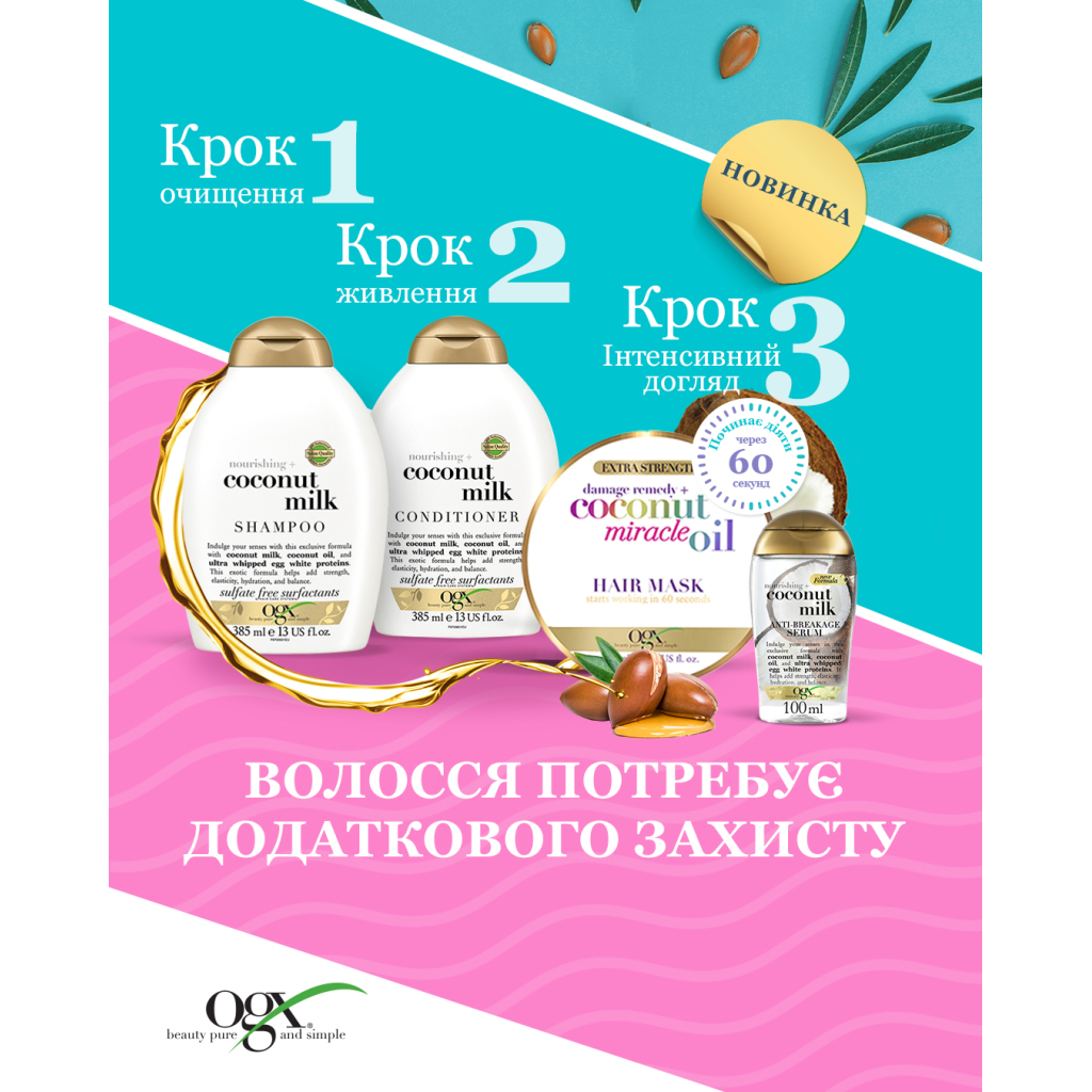 Маска для волосся OGX Coconut Miracle Oil Зміцнювальна 300 мл (3574661685168) - изображение 11