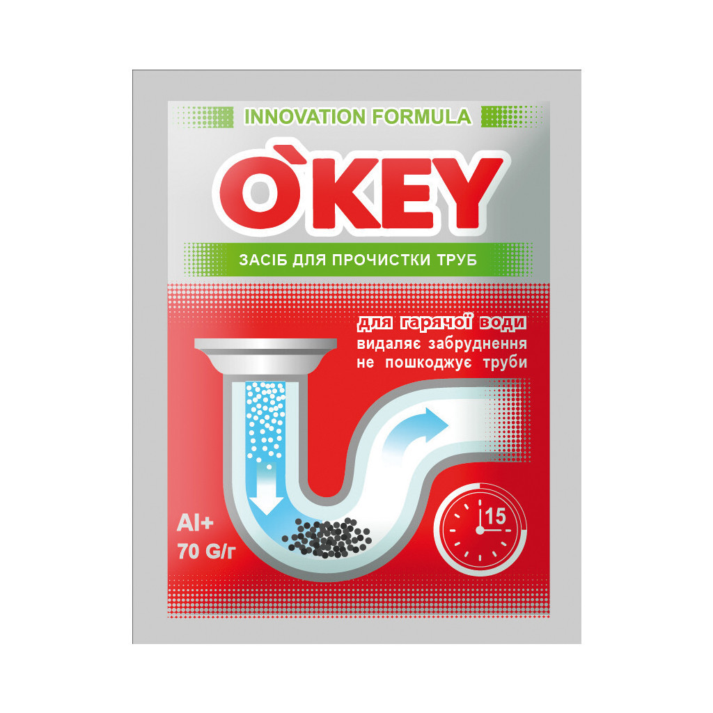 Засіб для прочищення труб O'KEY для гарячої води 70 г (4820049381665) - зображення 1