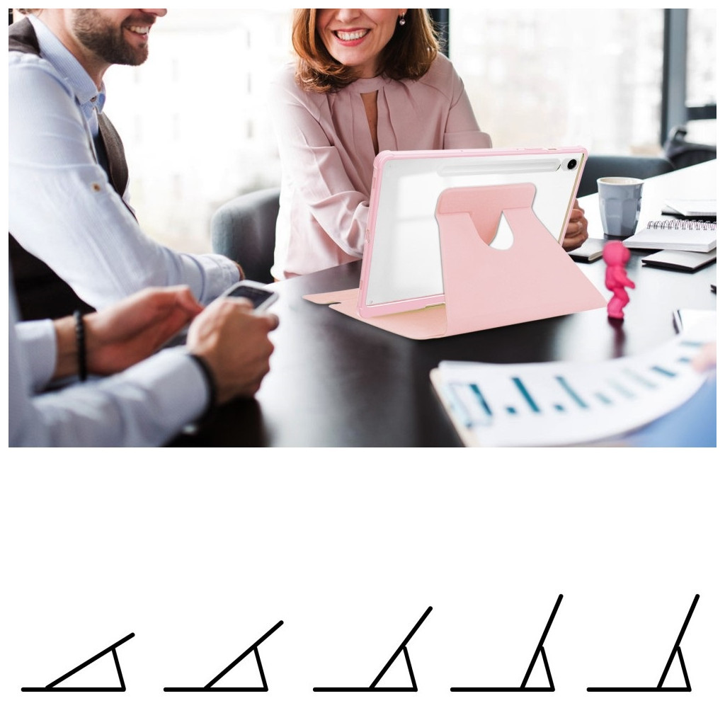 Чохол до планшета BeCover 360° Rotatable Samsung Tab S9 Plus (SM-X810/SM-X816)/S9 FE Plus (SM-X610/SM-X616) 12.4" Pink (710402) - зображення 7