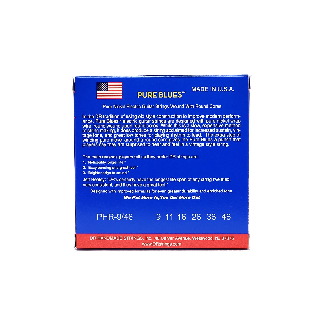 Струни для гітари DR Strings PURE BLUES Electric Guitar Strings - Light to Medium (09-46) (PHR-9/46) - зображення 3